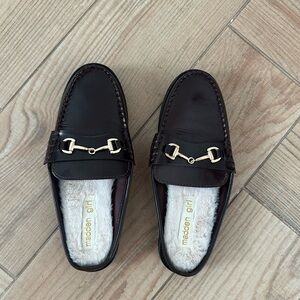 Madden Girl Dark Brown Loafers with Gold Accents